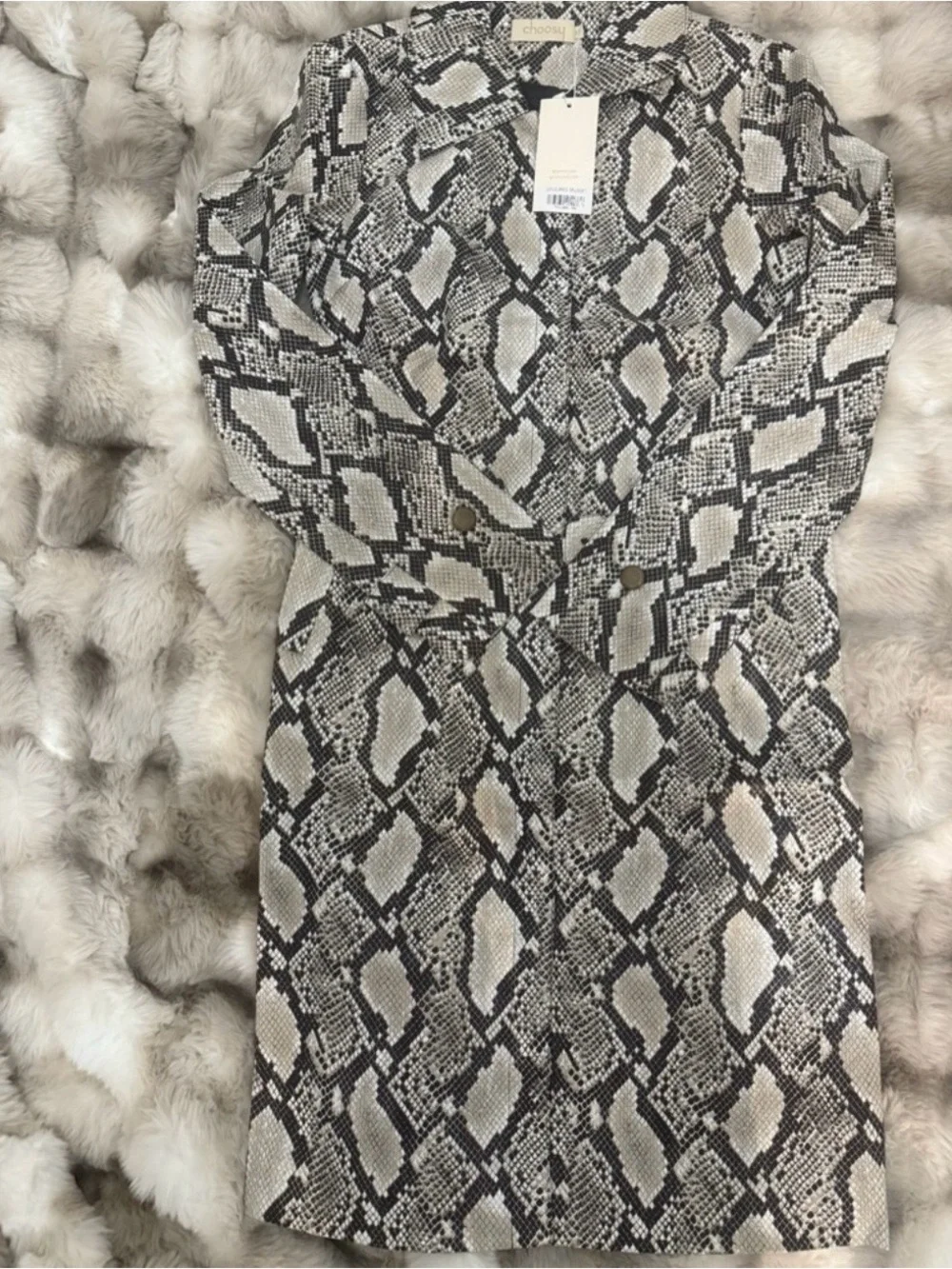 NWT Snakeskin Vegan leather Trench coat